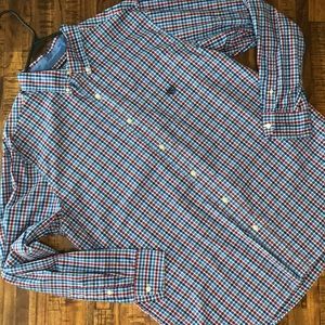 XL Chaps button down shirt red white & blue checks